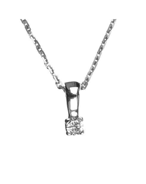 Ciondolo e catena Mon Diamant in oro bianco 0,05 ct