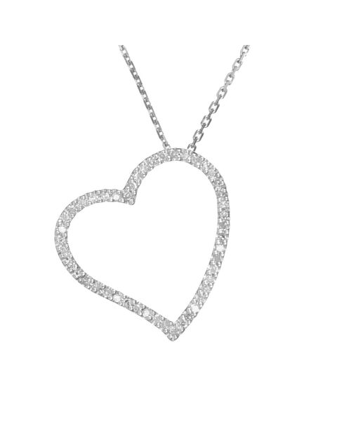 Pendentif Coeur Oriental Diamant 0.15 ct or blanc