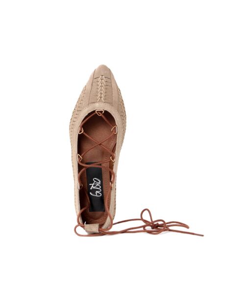 Ballerines en Velours de Cuir Capucine beiges