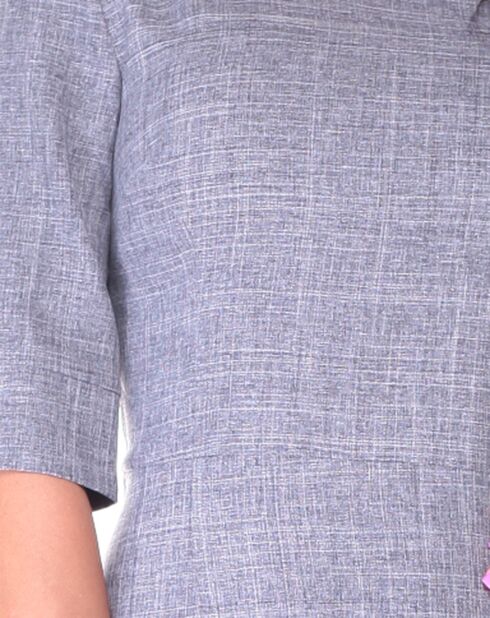 Robe en Lin mélangé manches 3/4 fumée