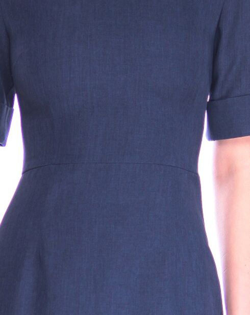 Robe en Lin mélangé manches 3/4 bleu marine
