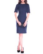 Robe en Lin mélangé manches 3/4 bleu marine