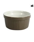 6 taupe keramische ramekins - D.9xH.5 cm