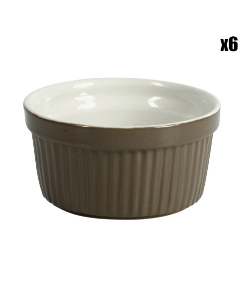 6 taupe keramische ramekins - D.9xH.5 cm