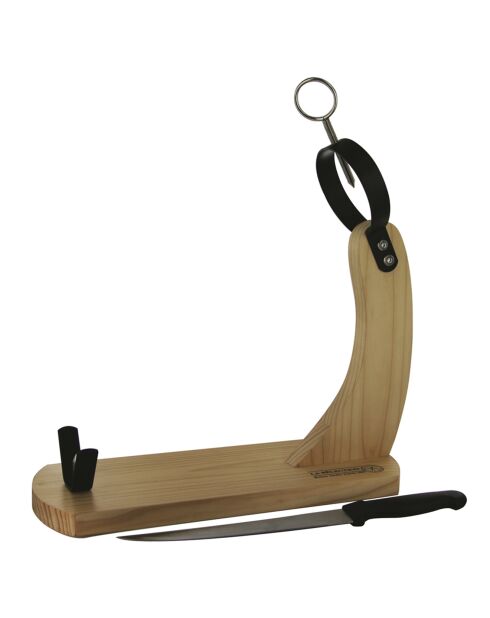 Support à jambon avec couteau marron - 38x14.2x39 cm