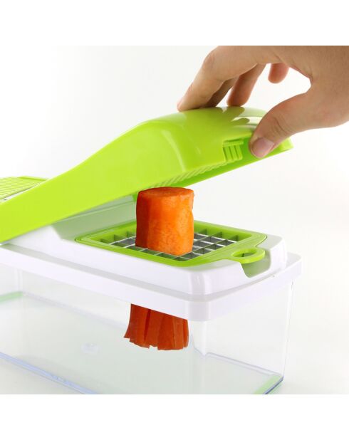Mandoline multifonction 5-en-1 vert/blanc - 27.5x11.5x12.5 cm