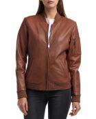 Veste en Cuir Agathe cognac