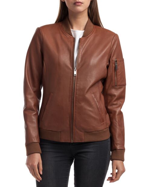 Veste en Cuir Agathe cognac