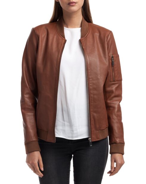 Veste en Cuir Agathe cognac