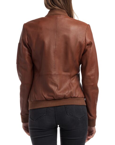 Veste en Cuir Agathe cognac