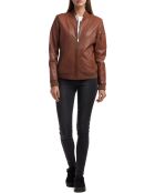 Veste en Cuir Agathe cognac