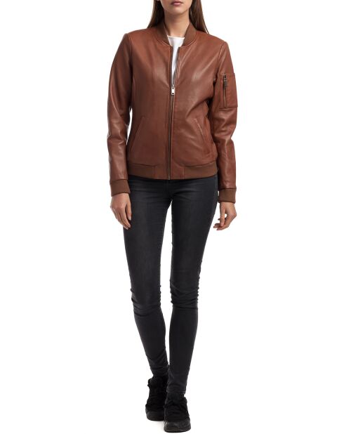 Veste en Cuir Agathe cognac