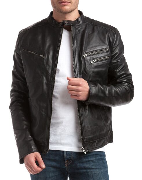 Blouson en Cuir Alessandro noir