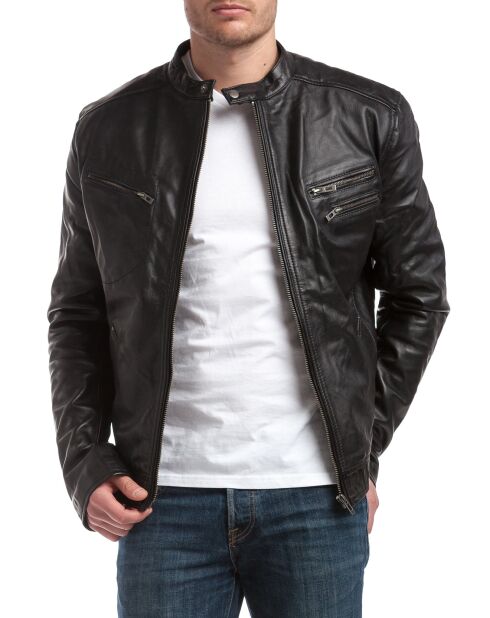 Blouson en Cuir Alessandro noir