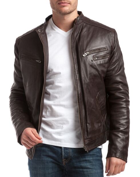 Blouson en Cuir Alessandro marron