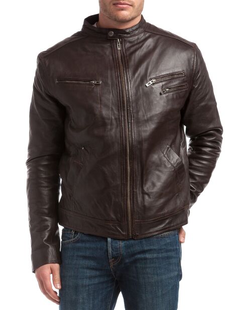 Blouson en Cuir Alessandro marron