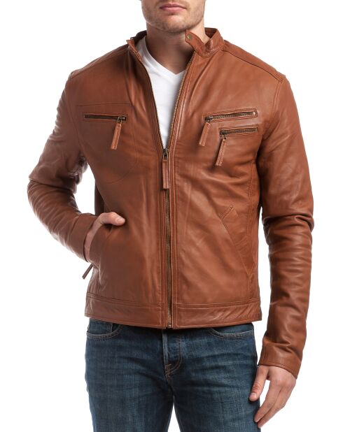 Blouson en Cuir Alessandro cognac