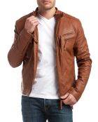 Blouson en Cuir Alessandro cognac