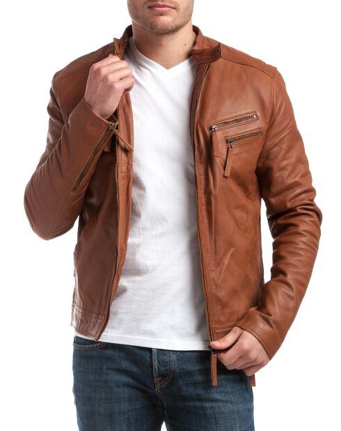 Blouson en Cuir Alessandro cognac