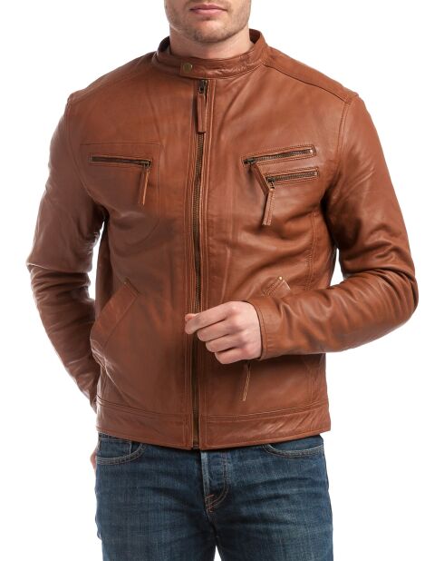 Blouson en Cuir Alessandro cognac