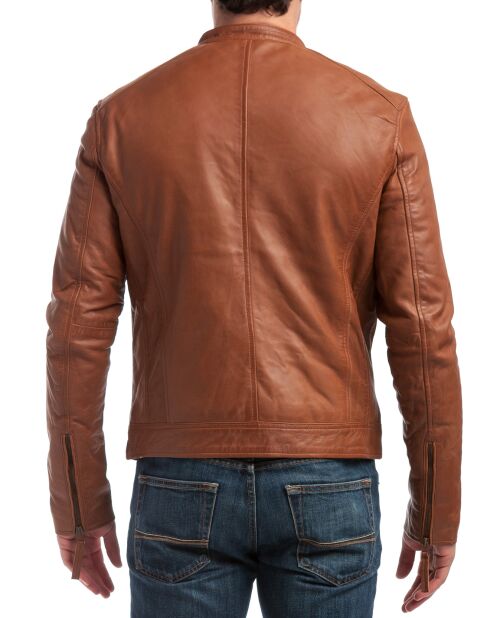 Blouson en Cuir Alessandro cognac