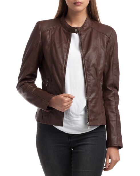 Veste en Cuir Angelina marron