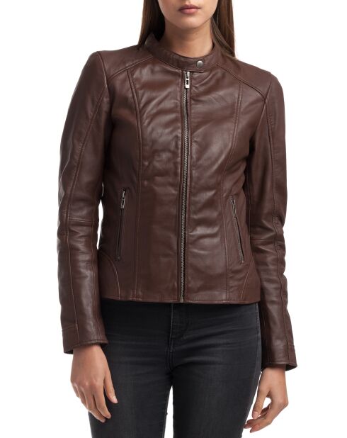Veste en Cuir Angelina marron