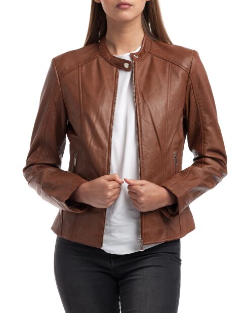 Veste en Cuir Angelina cognac