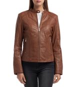 Veste en Cuir Angelina cognac