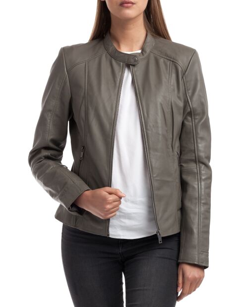 Veste en Cuir Angelina grise