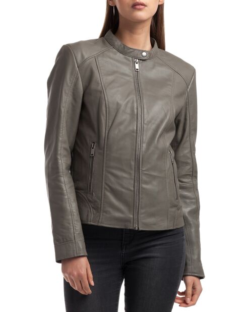 Veste en Cuir Angelina grise