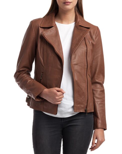 Veste en Cuir Carla cognac