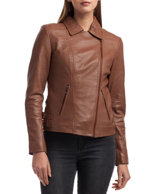 Veste en Cuir Carla cognac