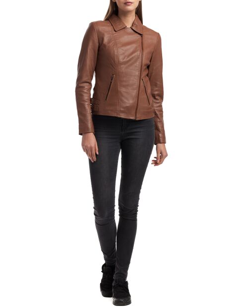 Veste en Cuir Carla cognac