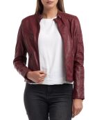 Veste en Cuir Cindy bordeaux