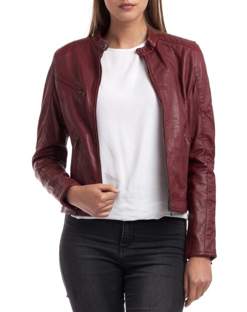 Veste en Cuir Cindy bordeaux