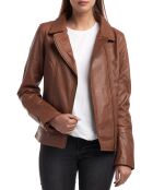 Veste en Cuir Elodie cognac