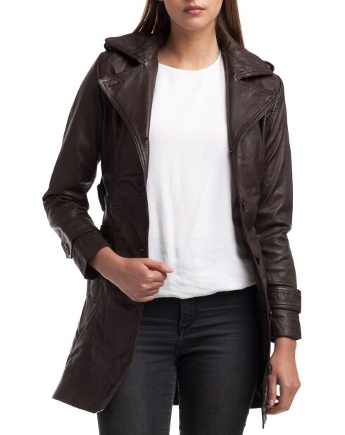 Veste en Cuir Elsa marron