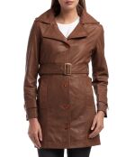 Trench en Cuir Elsa cognac