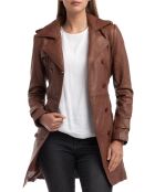 Trench en Cuir Esmeralda cognac