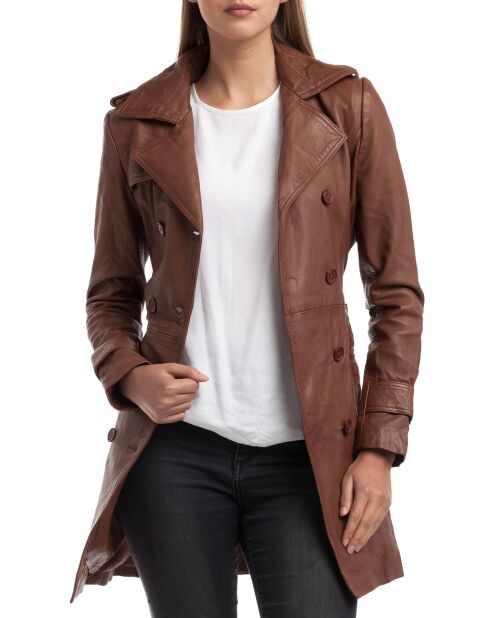 Trench en Cuir Esmeralda cognac