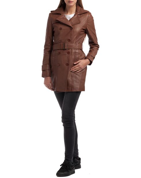 Trench en Cuir Esmeralda cognac