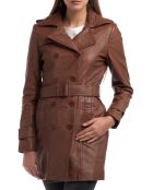Trench en Cuir Esmeralda cognac