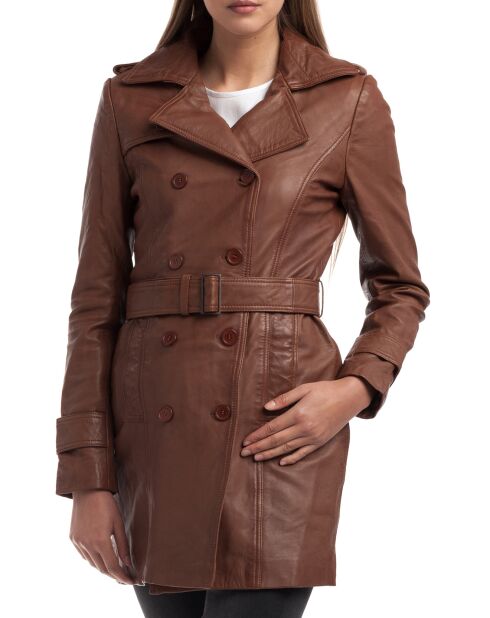 Trench en Cuir Esmeralda cognac