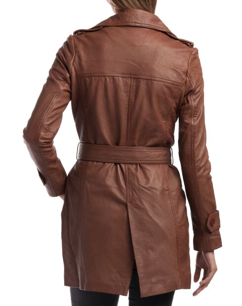 Trench en Cuir Esmeralda cognac