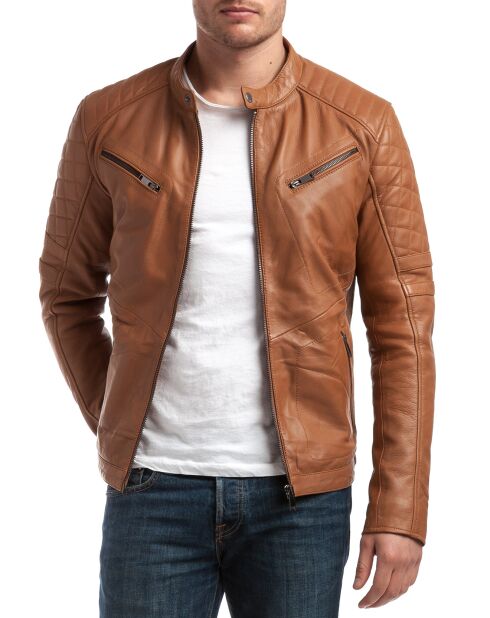 Veste en Cuir Flash cognac