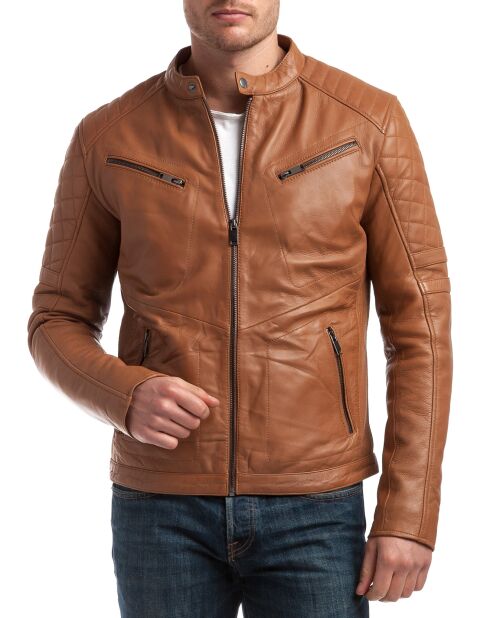 Veste en Cuir Flash cognac