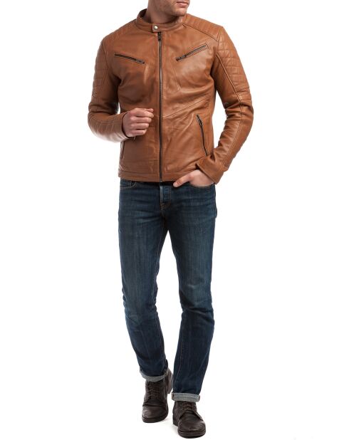 Veste en Cuir Flash cognac