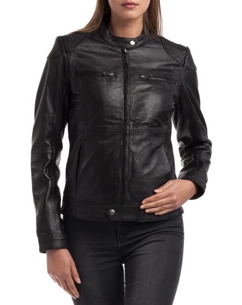 Veste en Cuir Katia noire