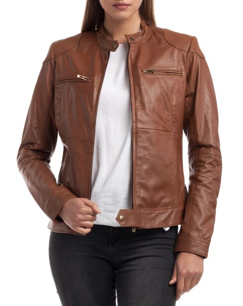 Veste en Cuir Katia cognac